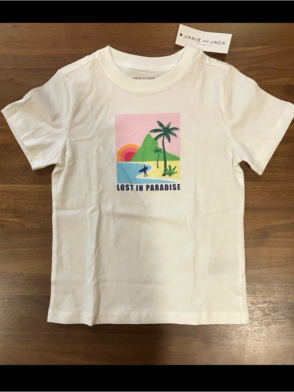 NWT- Janie and Jack Lost in Paradise' White Graphic Tee